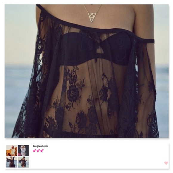 New! Cold Shoulder Boho Lace Cover-Up Dress - Picture 5 of 8